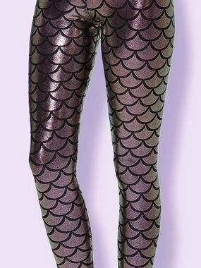 BlackMilk Mermaid Musk Leggings Small Foil Iridescent BMC Museum Fish Scale